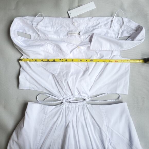 NWT$500 Jonathan Simkhai White Ansley Off-The-Shoulder Shirt Midi Dress Sz Large - Picture 9 of 16